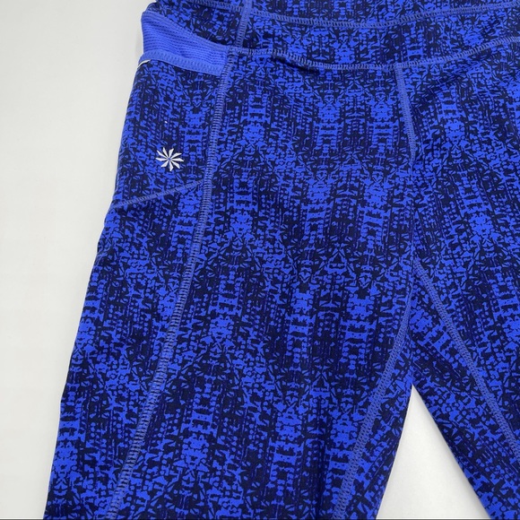 Athleta Blue and Black Cropped Workout Leggings - Picture 4 of 10